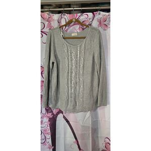 Maison Jules XXL Silver Metallic Textured Sweater‎